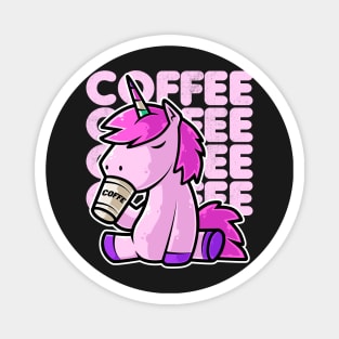 Cute Unicorn Drinking Coffee Kawaii Neko Anime print Magnet